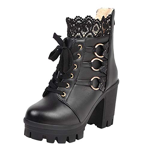 Godom Stiefeletten Damen mit Absatz Retro Leopardenmuster Hochhackige Stiefel Kurze Stiefel Wasserdicht Gummistiefel Flache Sandalen Herbst Stiefel Ritterstiefel Knöchel Schuhe Sneaker Schneestiefel von Godom