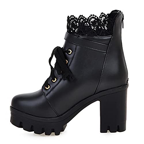 Godom Stiefeletten Damen mit Absatz Retro Leopardenmuster Hochhackige Stiefel Kurze Stiefel Wasserdicht Gummistiefel Flache Sandalen Herbst Stiefel Ritterstiefel Knöchel Schuhe Sneaker Schneestiefel von Godom