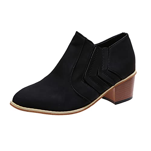 Stiefeletten Damen Elegant,Damen Gothic Chelsea Boots Damen-Boots Cowboy Stiefeletten Kurzschaft Stiefel Walkingschuhe Retro Flache Absätze Freizeitschuhe Cowboystiefel Kurze Stiefel Schlupfstiefel Bo von Godom