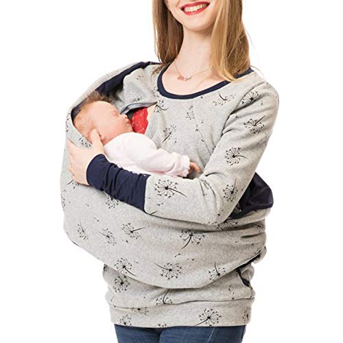 Umstandsmode-Oberteil-Sommer Damen Stillpullover Langarm Hoodie Winter Helbst Umstandsmode Mutterschaft Kapuzenpullover Nursing Stillshirt Warm Sweatshirt Still Pullover mit Kapuze S-3XL von Godom