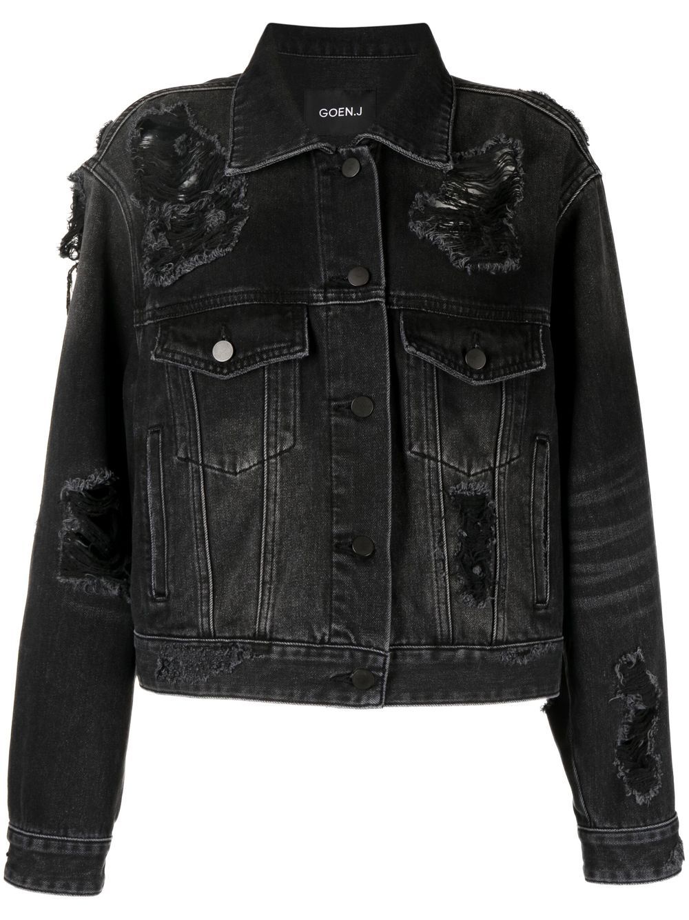 Goen.J Jeansjacke im Distressed-Look - Schwarz von Goen.J