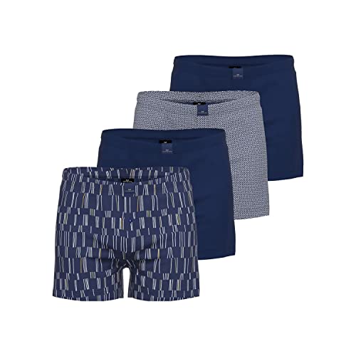 Götzburg 4er Pack Boxer Herren Pant Unterhose Unterwäsche blau Gemustert Knopf, Grösse:M, Farbe:blau von Götzburg