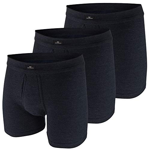 Götzburg Herren Boxershorts, 3 Stück, mit Eingriff, Geringelt, weich, etwas Bein (XXL / (8), Navy/fein Geringelt) von Götzburg