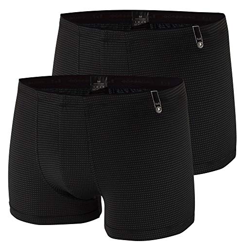 Götzburg Herren Mikrofaser Boxershorts im 2er Pack (L, schwarz/grau gepunktet) von Götzburg