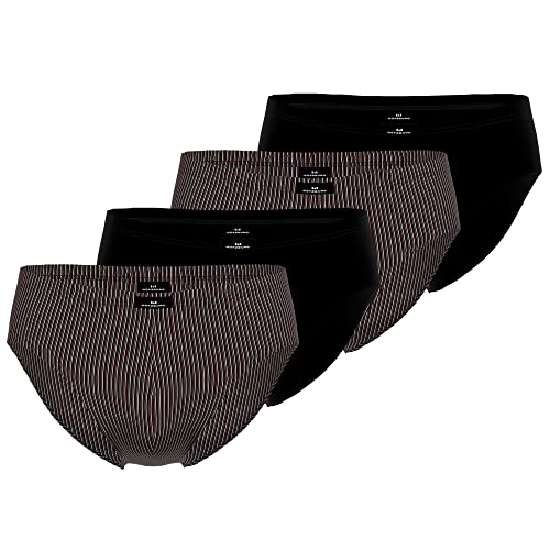 Götzburg Herren Slips X-Lastic Stretch | 4er Pack (XXL, schwarz | gestreift) von Götzburg