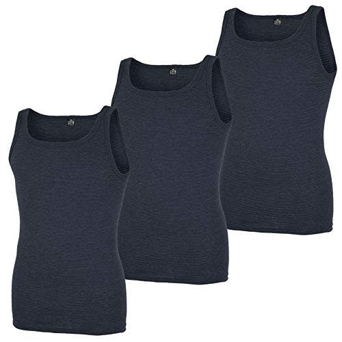 Götzburg Herren Unterhemden ohne Arm, 3 Stück, Achselhemd, Feinripp, Geringelt, Navy (3, 9 / (3XL)) von Götzburg