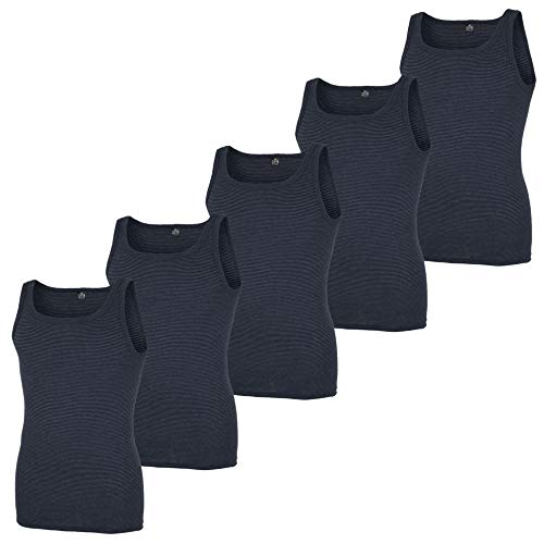 Götzburg Herren Unterhemden ohne Arm, 5 Stück, Achselhemd, Feinripp, Geringelt (8 / (XXL), Navy) von Götzburg