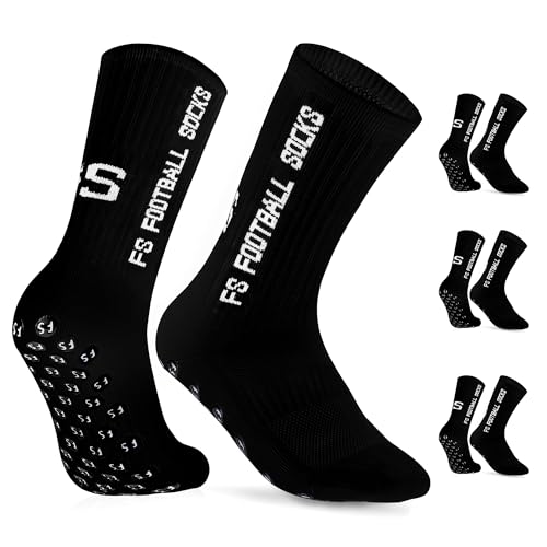 Gohanny Fußballsocken 3 Paar Rutschfeste Fußball Socken,Größen 35-39, Fussball Socken für Damen & kinder - Anti-Rutsch Grip Fußball Socken- Sportsocken Atmungsaktiv, Schwarz von Gohanny