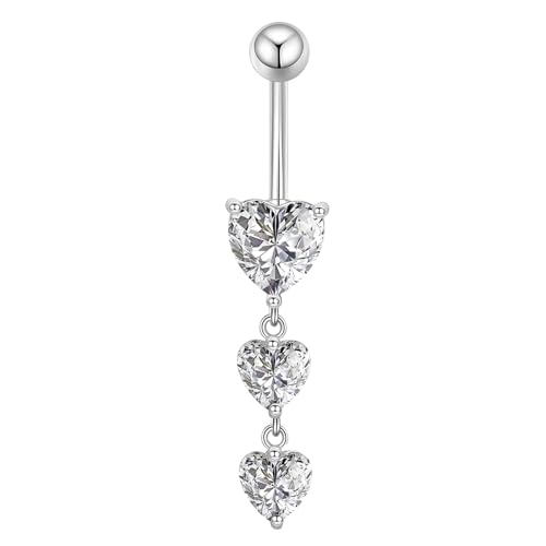 Gojewen 10mm Bauchnabelpiercing mit Anhänger Silber Bauchpiercing Herz Chirurgenstahl Piercing Bauchnabel Damen von Gojewen