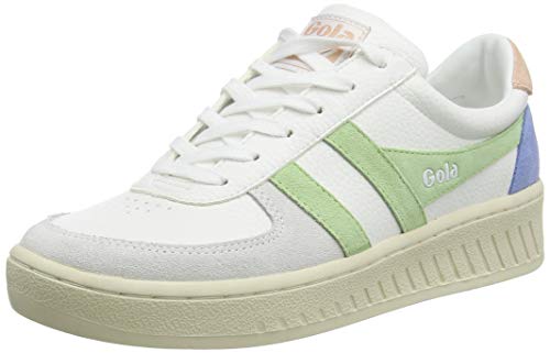 Gola Damen Grandslam Trident Sneaker, White/Patina Green/Pearl Pink, 41 EU von Gola