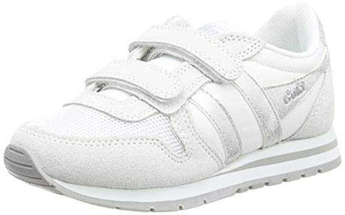 Gola Daytona Mirror Velcro Sneaker, White/Silver, 32 EU von Gola