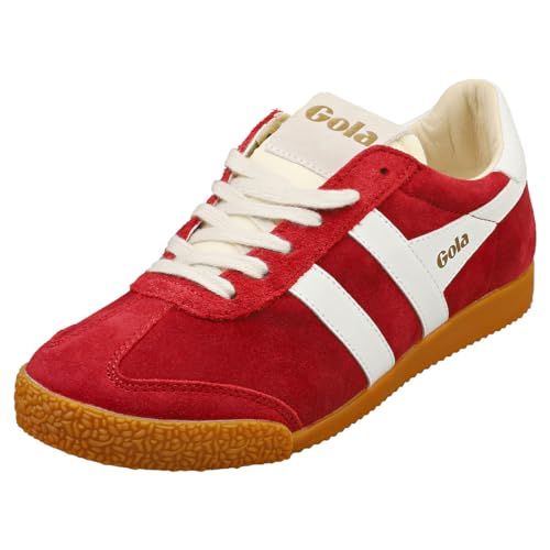 Gola Elan CLB538 Damen Klassische Sneaker aus Veloursleder, Rot/Weiß (Deep Red/White), Gr. 41 von Gola