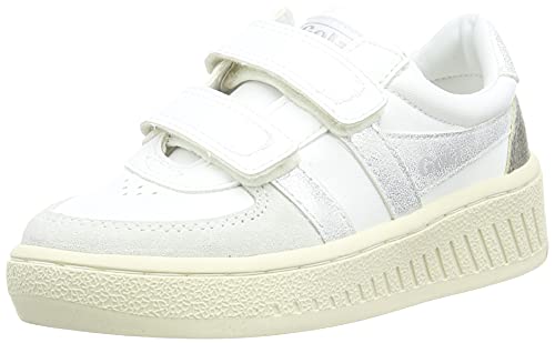 Gola Grandslam Metallic Velcro Sneaker, White/Silver, 31 EU von Gola