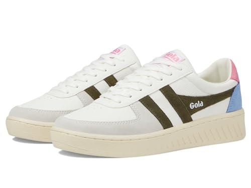 Gola Grandslam Trident Sneaker für Damen, Weiß/Khaki/Fluro Pink, 37 EU von Gola