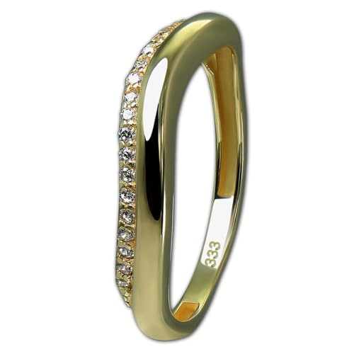 GoldDream Gold Ring Welle Gr.56 Zirkonia weiß 333er Gelbgold GDR539Y56 Gold Ring von GoldDream