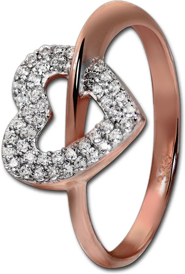 GoldDream Goldring GoldDream Ring Damen Gr. 56 Herz 8K (Fingerring), Damen Ring Echtgold, 333er Rosegold, rose, weiß, Herz von GoldDream