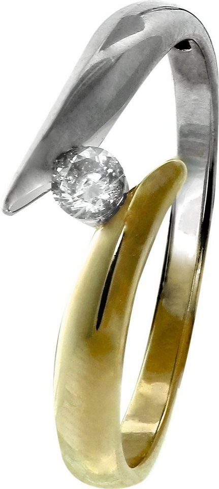 GoldDream Goldring GoldDream Gold Ring Bicolor Zirkonia 56 (Fingerring), Damen Ring Bicolor 333 Gelbgold - 8 Karat, 333 Weißgold - 8 Karat von GoldDream