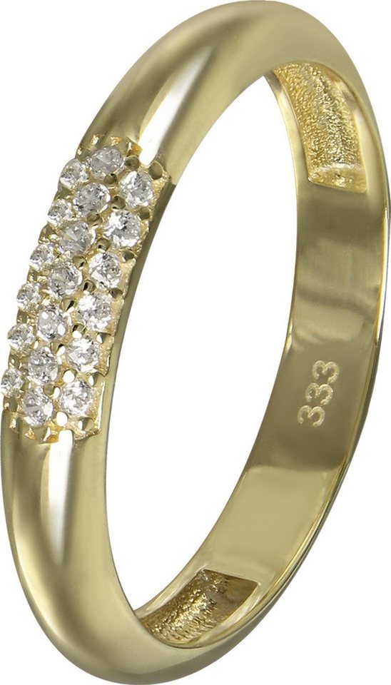 GoldDream Goldring GoldDream Gold Ring 3-reihig Zirkonia (Fingerring), Damen Ring 3-reihig Zirkonia, 58 (18,5), 333 Gelbgold - 8 Karat, gold von GoldDream