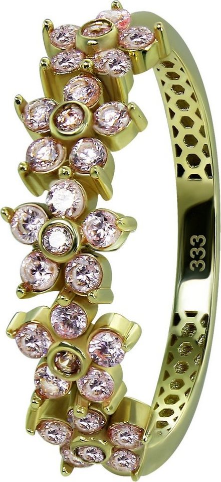 GoldDream Goldring GoldDream Gold Ring Blumen Gr.58 (Fingerring), Damen Ring Blumen, 58 (18,5), 333 Gelbgold - 8 Karat, gold, rosa von GoldDream