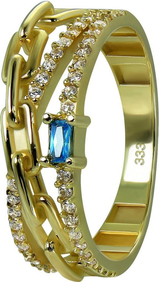 GoldDream Goldring GoldDream Gold Ring Glamour Gr.54 (Fingerring), Damen Ring Glamour, 54 (17,2), 333 Gelbgold - 8 Karat, gold, hellblau von GoldDream