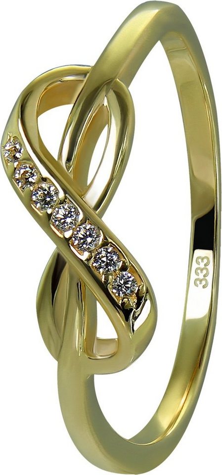 GoldDream Goldring GoldDream Gold Ring Infinity Gr.60 (Fingerring), Damen Ring Infinity, 60 (19,1), 333 Gelbgold - 8 Karat, gold, weiß von GoldDream