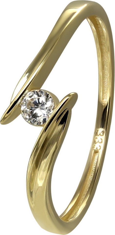 GoldDream Goldring GoldDream Gold Ring Klassik Gr.58 (Fingerring), Damen Ring Klassik, 58 (18,5), 333 Gelbgold - 8 Karat, gold, weiß von GoldDream