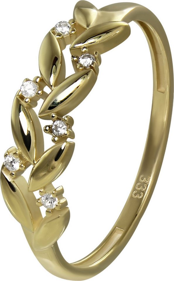 GoldDream Goldring GoldDream Gold Ring Ranke Gr.58 (Fingerring), Damen Ring Ranke, 58 (18,5), 333 Gelbgold - 8 Karat, gold, weiß von GoldDream