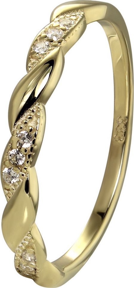 GoldDream Goldring GoldDream Gold Ring Wave Gr.60 333er (Fingerring), Damen Ring Wave, 60 (19,1), 333 Gelbgold - 8 Karat, gold, weiß von GoldDream