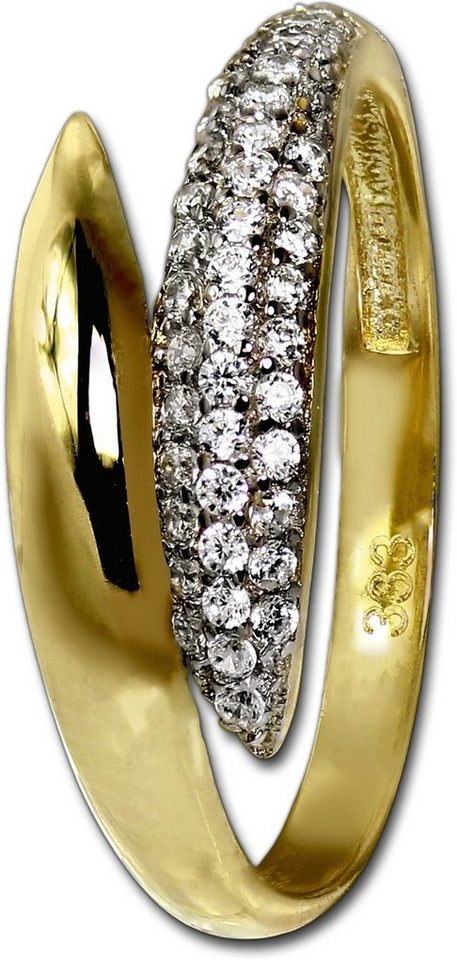 GoldDream Goldring GoldDream Zirkonia Ring Damen Gr. 58 (Fingerring), Damen Ring Echtgold, 333er Gelbgold, gold, weiß, Loop von GoldDream