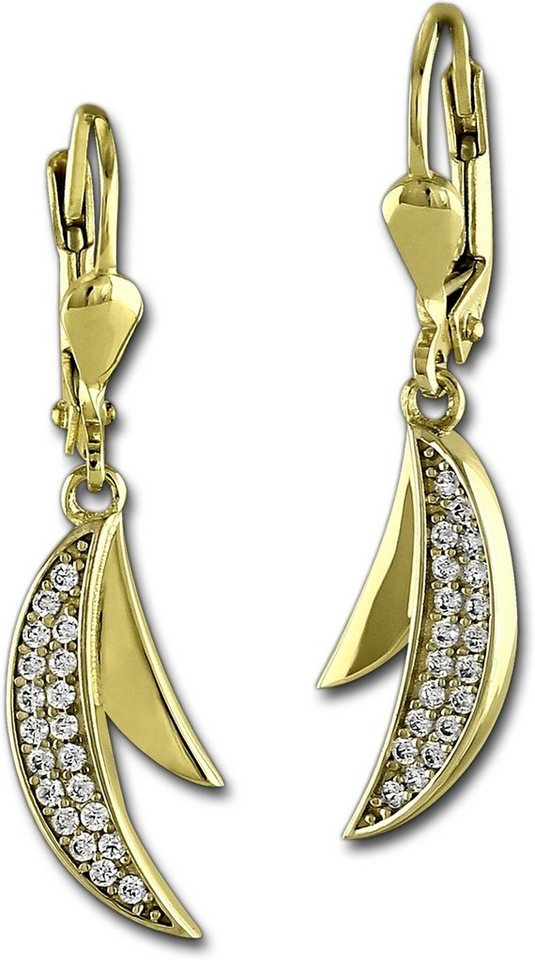 GoldDream Paar Ohrhänger GoldDream Damen Ohrringe Doppel-Mond (Ohrhänger), Damen Ohrhänger Doppel-Mond aus 333 Gelbgold - 8 Karat, Länge ca. 32mm von GoldDream
