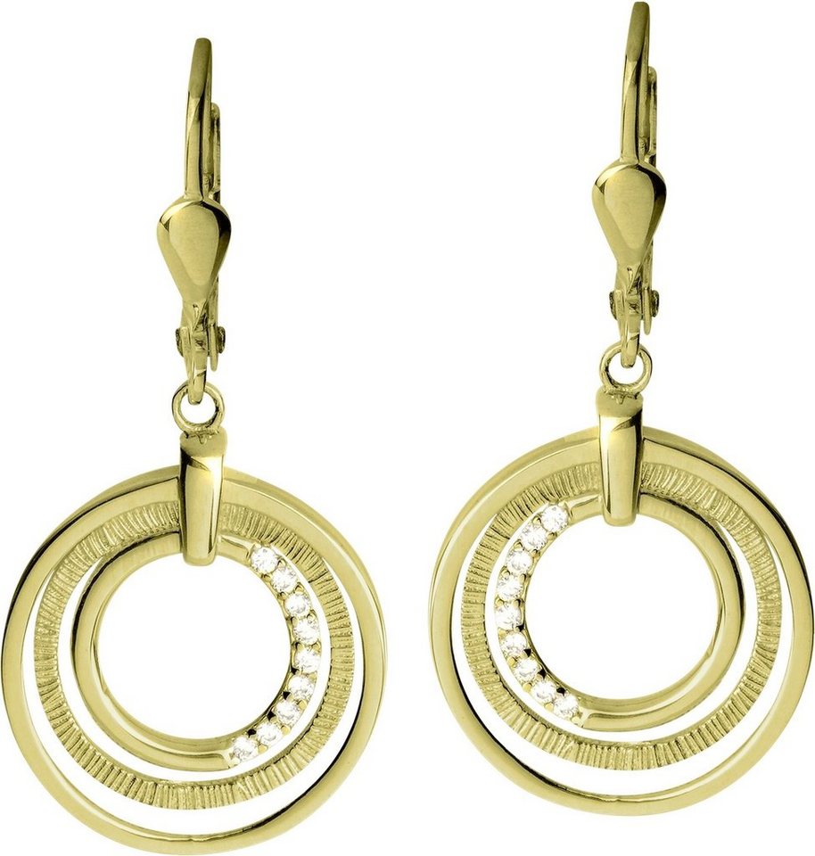 GoldDream Paar Ohrhänger GoldDream 333 Gold weiß Circle Zirkonia (Ohrhänger), Damen Ohrhänger Circle aus 333 Gelbgold - 8 Karat, Farbe: gold, weiß von GoldDream