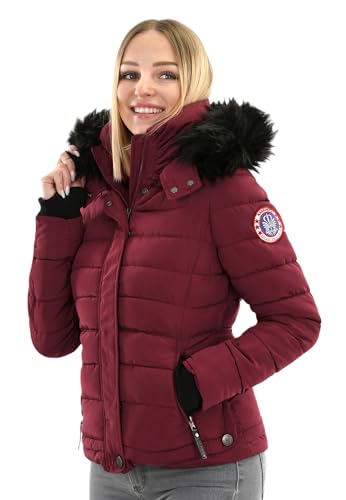 Navahoo warme Damen Winter Jacke Parka Mantel Stepp Kurzjacke gefüttert B301 [B301-Bordeaux-Gr.M] von Navahoo