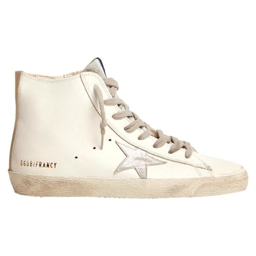 Golden Goose Francy Damen-Sneaker, Obermaterial aus Wildleder, laminiert, Stern, Weiß/Silber/Milch, Weiß/Silber/Milch, 39 EU von Golden Goose