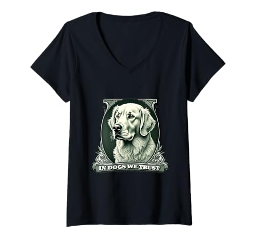 Damen In Golden Retriever We Trust Lustiger Vintage Retriever Hund T-Shirt mit V-Ausschnitt Damen In Golden Retriever We Trust Lustiger Vintage Retriever Hund T-Shirt mit V-Ausschnitt von Golden Retriever Fun Designs
