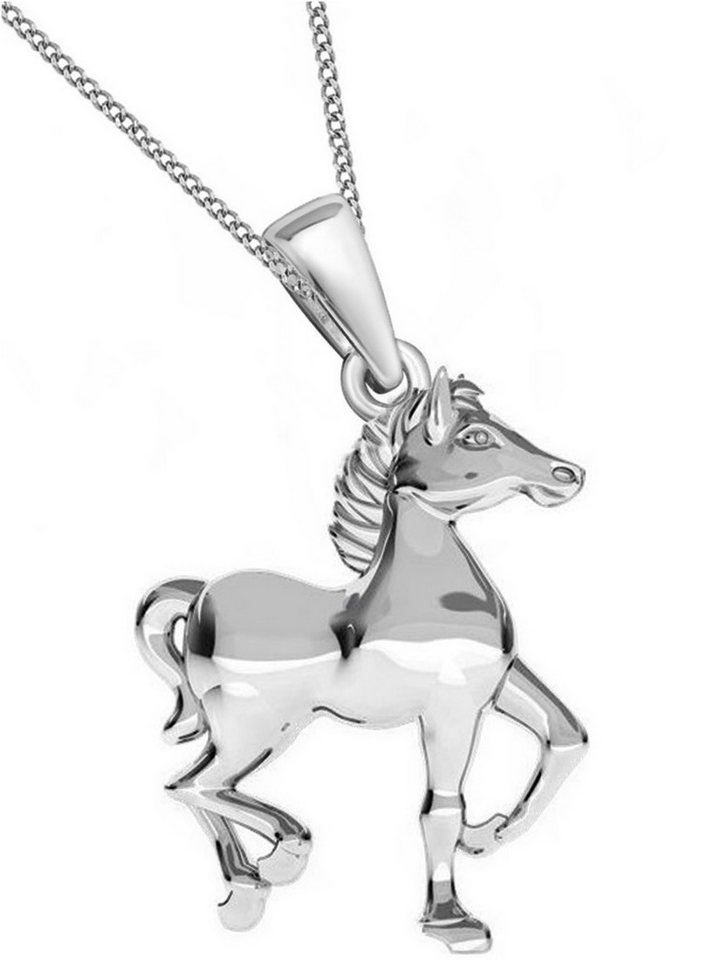 Goldene Hufeisen Kette mit Anhänger Pferd Anhänger mit Kette aus 925 Sterling Silber Mädchen Jungen (2-tlg Set, inkl. Etui), Geschenkidee für Kinder von Goldene Hufeisen