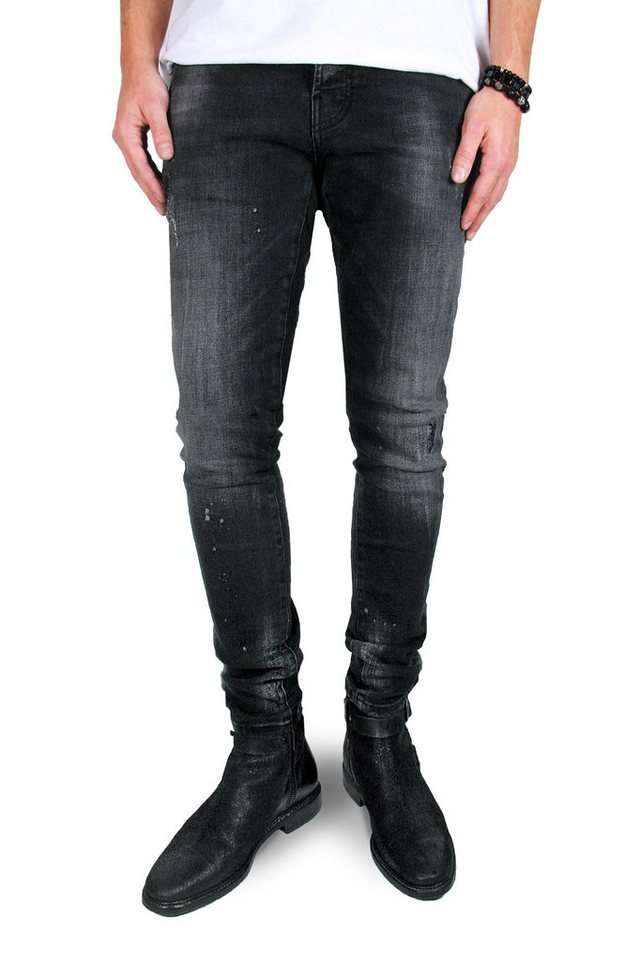 Goldgarn 5-Pocket-Jeans Herren NECKARAU Skinny Cropped distressed Denim von Goldgarn