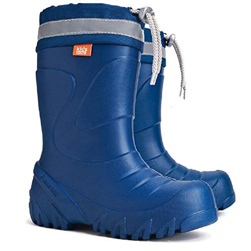 Ultra Leichte Gummistiefel Lammfell Gefüttert Winterstiefel Winterschuhe Mammut (22/23, Blau) von Goldkids