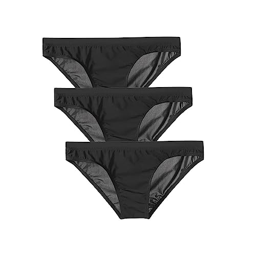 Golirsteca Herren-Bikini-Slip aus Eisseide, keine Ausbuchtung, schmale Passform, transparent, Triangel-Slip, Schwarz/Schwarz/Schwarz, X-Large von Golirsteca