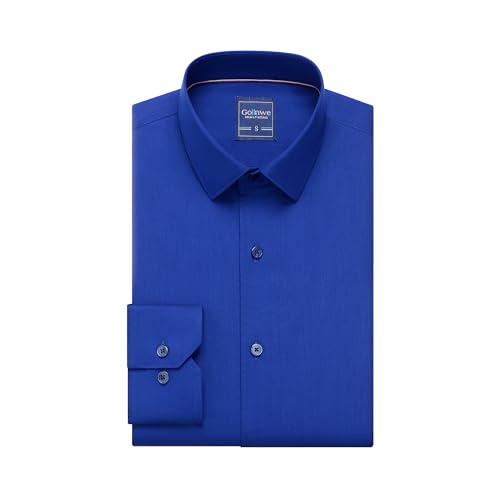 Gollnwe Hemd Herren Regular Fit Stretch Langarm Männer Hemden Businesshemden Anzug Bügelfreies Hemd mit umwandelbarer Manschette Royal blau M Gollnwe Hemd Herren Regular Fit Stretch Langarm Männer Hemden Businesshemden Anzug Bügelfreies Hemd mit umwandelbarer Manschette Royal blau M von Gollnwe