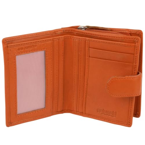 Golunski Kompakte Damen-Geldbörse/Geldbörse aus Leder mit RFID-Schutz – Orange von Golunski