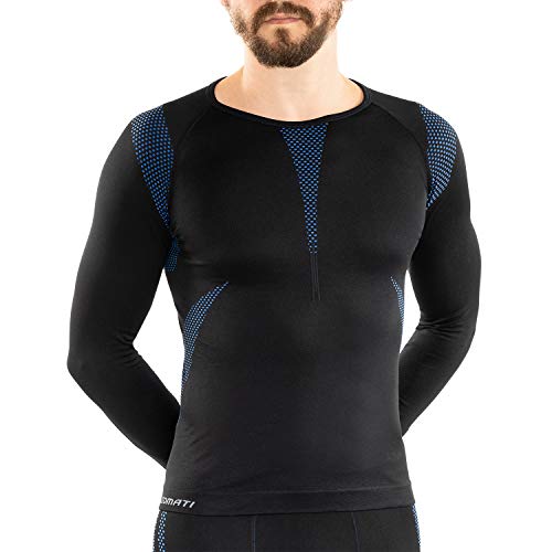 Gomati Herren Thermo Unterhemd Seamless Funktionswäsche schnelltrocknend - Blau S-M von Gomati