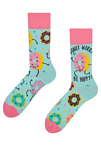 Dedoles Socken Unisex Damen Herren & Kinder Baumwolle viele lustige Designs 1 Paar Geschenk links rechts verschieden, Farbe Blau, Motiv Donuts, Gr. 39-42 von Dedoles