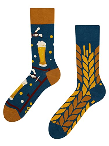 Dedoles Socken Unisex Damen Herren & Kinder Baumwolle viele lustige Designs 1 Paar Geschenk links rechts verschieden, Farbe mehrfarbig, Motiv Zeit für ein Hopfengetränk, Gr. 39-42 von Dedoles