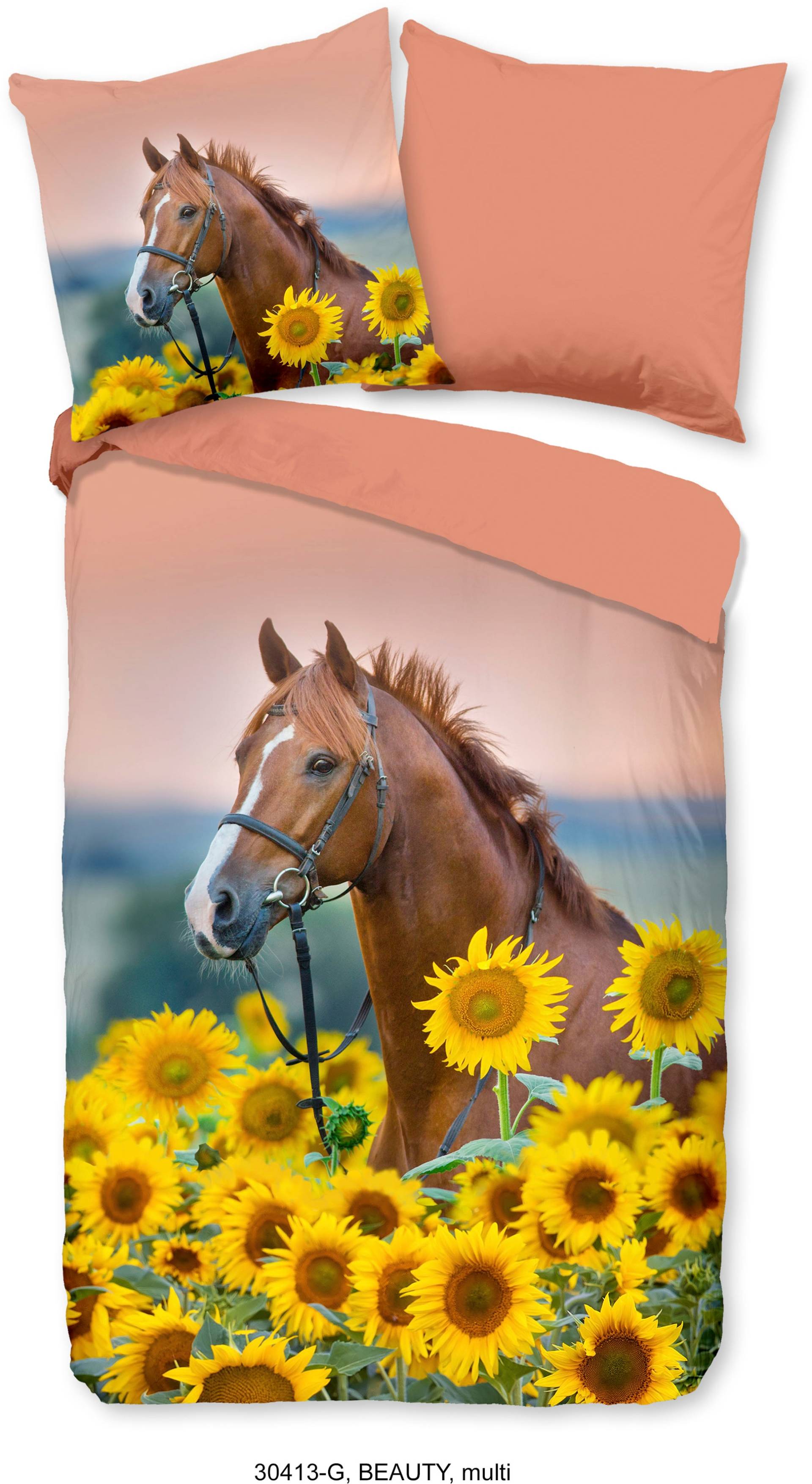 good morning Kinderbettwäsche "Beauty Horse Sunflower", (2 tlg.) von Good Morning