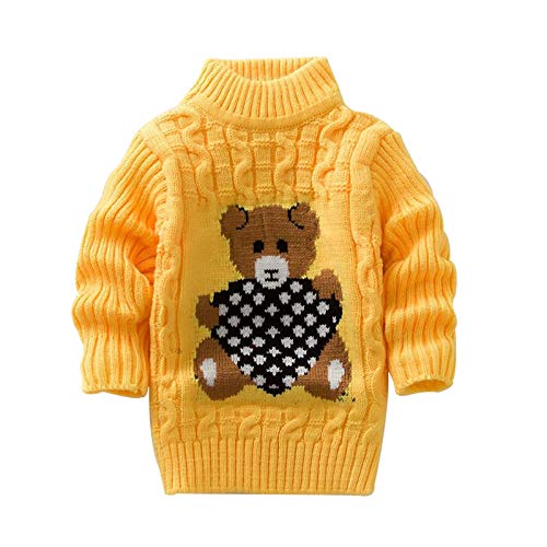 Goosuny Kids Bär Rollkragenpullover Jungen Mädchen Winter Strickpullover Weihnachten Pullover Pulli Kinder Warme Sweatshirt Strickpulli Sweater Tops Oberteile Langarm Gestrickt Langarmshirt 0-7 Jahre von Goosuny