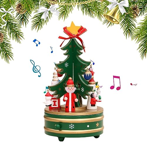 Weihnachts-Spieluhr,Hölzerne Spieluhr Weihnachtsbaumform | Niedliches und lehrreiches Aufzieh-Spieluhr-Spielzeug für Hochzeit, Weihnachtsgeschenke, Geburtstag Goowafur von Goowafur