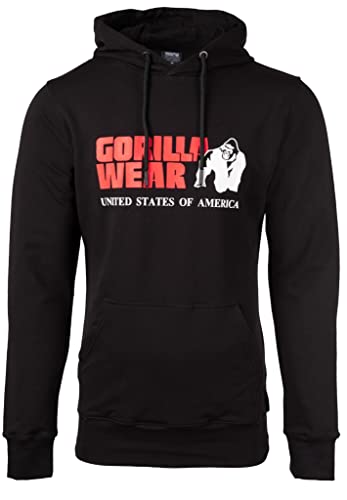 Gorilla Wear - Classic Hoodie - Schwarz - Bodybuilding Sport Alltag Freizeit mit Logo Aufdruck leicht und bequem für optimale Bewegung aus Polyester und Spandex, 4XL von Gorilla Wear