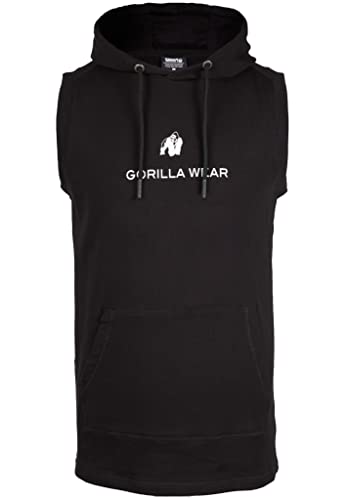 Gorilla Wear - Lincoln Sleeveless Hoodie - Schwarz - Bodybuilding Sport Alltag Freizeit mit Logo Aufdruck leicht und bequem für optimale Bewegung aus Baumwolle und Spandex, 3XL von Gorilla Wear