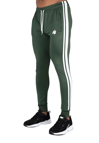 Gorilla Wear - Riverside Track Pants - Grün - Bodybuilding Sport Alltag Freizeit mit Logo Aufdruck leicht und bequem für optimale Bewegung aus Polyester Elasthan, S von Gorilla Wear