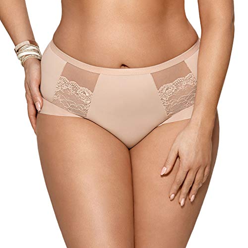 Gorsenia Dame Slip Unterhose Unterwäsche Hoher Bund K442 Luisse, Beige,L von Gorsenia